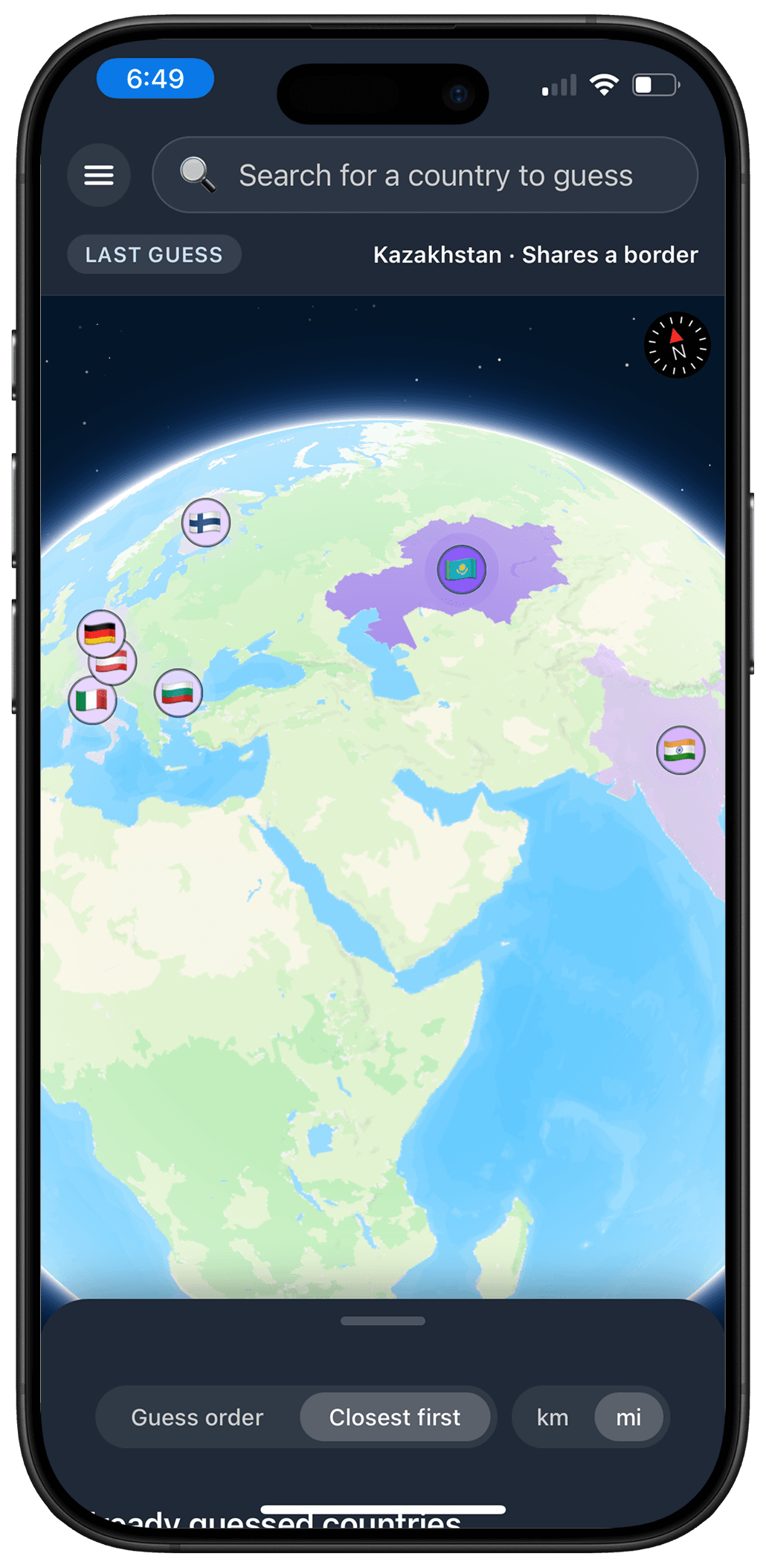 Clue and guess screen